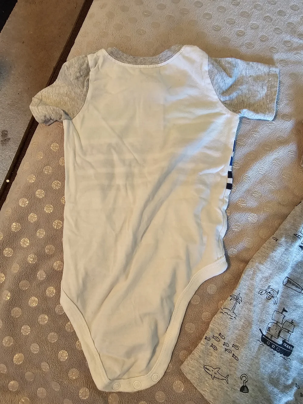 Carter's Green, Blue & Gray Striped Bodysuit with Gray Nautical Romper 24 Months
